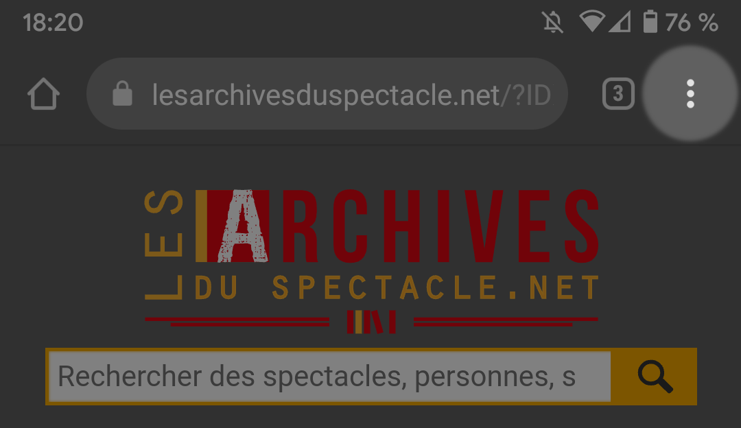 Menu du navigateur sur mobile